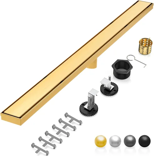 Miniatura 17 de DLONE Drenaje lineal de ducha Drenaje lineal de acero inoxidable AISI 304 de 36 pulgadas, desagüe de ducha negro mate con panel de inserción