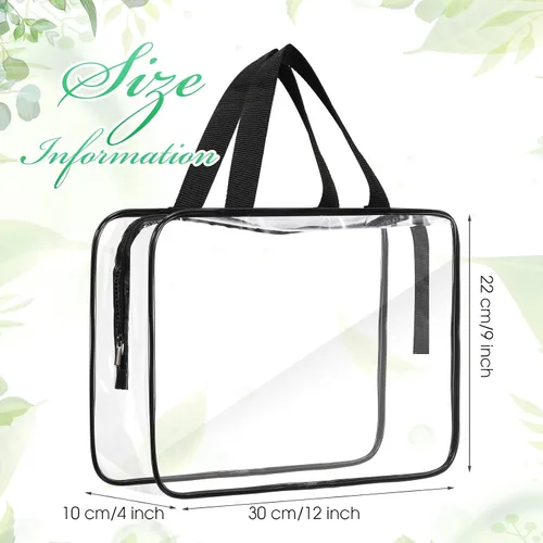 Miniatura 2 de Reginary Paquete de 10 bolsas grandes transparentes de maquillaje cosmético con cremallera y asa, bolsa de viaje de plástico de PVC, organizador