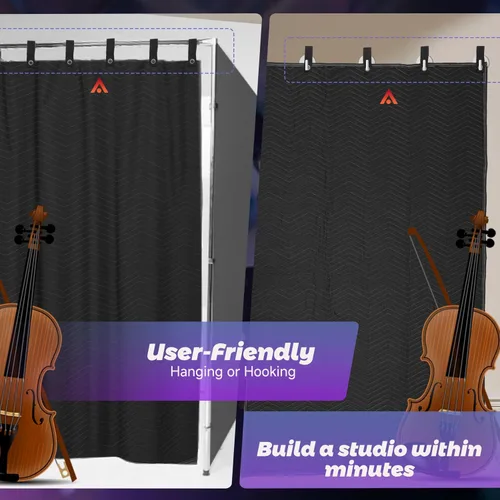 Miniatura 5 de 2 Piezas de Manta de Amortiguación de Sonido Grande 48" x 80", Manta Acústica de 850GSM con Ojales, Mantas de Absorción de Sonido de Estudio