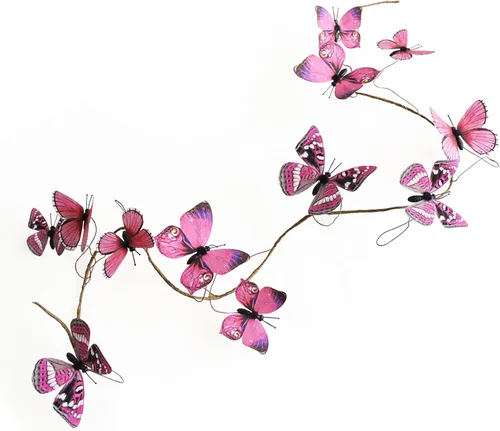 Miniatura 21 de Guirnalda de mariposa artificial, enredaderas decorativas de mariposa falsas, decoración colgante de mariposa única en 3D para pared del hogar, Azul