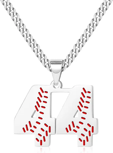 Miniatura 37 de Btysun Collares de béisbol de béisbol número 0-99 dijes de acero inoxidable para hombres, regalos de béisbol, papá, marido, regalo de Navidad