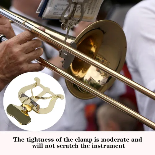 Miniatura 3 de Soporte de abrazadera de trombón dorado de reemplazo de lira con kit de bolsa de almacenamiento