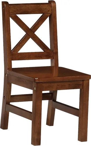 Miniatura 4 de eHemco Silla infantil con respaldo en X de madera maciza, color café, juego de 2