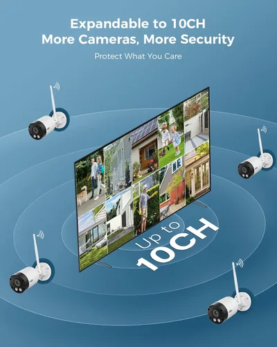 Miniatura 7 de Hiseeu Sistema de cámara de seguridad inalámbrica para exteriores de 8MP, NVR con pantalla táctil de 10", Kits de cámaras WiFi-Pro 4K de 5G/2.4G