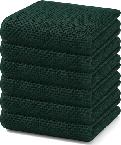 Miniatura 180 de Homaxy Paños de cocina de 100% algodón con tejido de gofre, ultra suaves, absorbentes, de secado rápido, 12 x 12 pulgadas, paquete de 6, amarillo