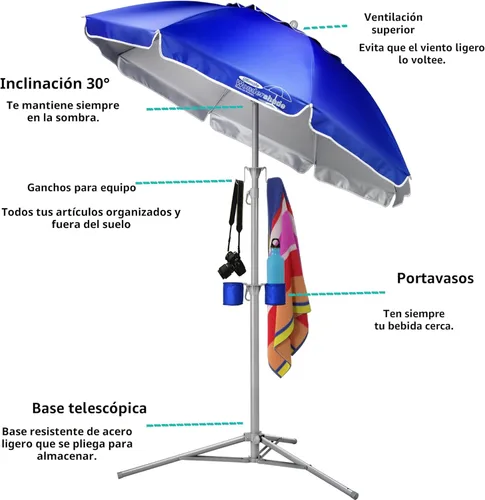 Miniatura 2 de Sombrilla portátil Ultimate de Wondershade para protección solar instantánea, ligera y ajustable - Azul Azul real
