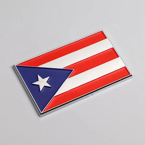 Miniatura 8 de Dsycar Paquete de 2 emblemas de Puerto Rico en relieve, bandera de metal cromado para accesorios de decoración de automóvil, regalos 4 tapas