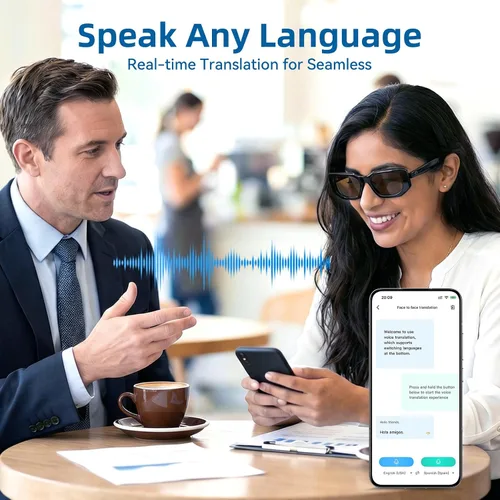 Miniatura 3 de Lentes inteligentes AI para hombres y mujeres, impulsados por ChatGPT, traducción de más de 137 idiomas y asistente de voz, asistente de reunión