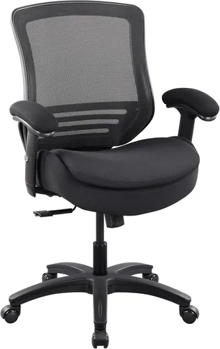 BOLISS Silla de escritorio para computadora de oficina con respaldo medio, ergonómica, súper suave, con respaldo medio, con brazos ajustables (negro)