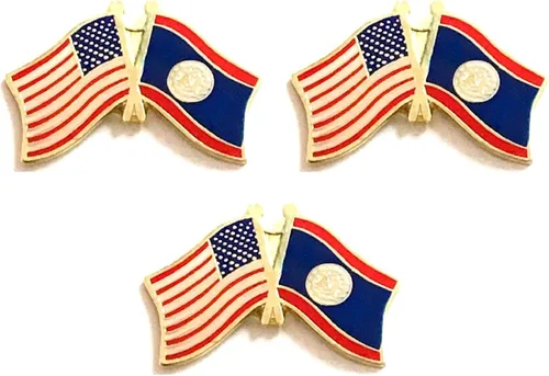 Miniatura 33 de 3 Pines de solapa con banderas de Estados Unidos y países internacionales, paquete de 3 pines dobles con diseño de banderas de Estados Unidos