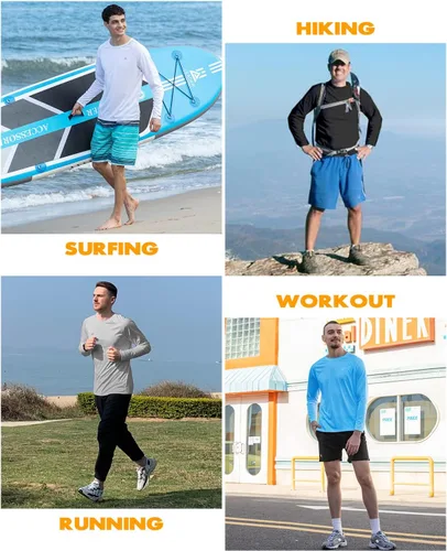 Miniatura 4 de NAVISKIN Camisas de protección contra erupciones para hombre, camisetas de natación FPU 50+ con protección solar ultravioleta, camisas de manga