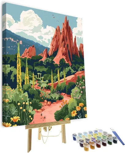 Miniatura 8 de Kit de pintura por números de playa con rocas para adultos, Moonbend DIY Kit de pintura al óleo, lienzo nocturno, pigmento acrílico, pintura