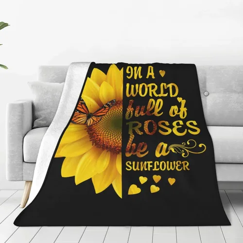 Miniatura 2 de Manta de mariposa de girasol, suave, cálida, ligera, acogedora manta de felpa para cama, sofá, oficina, decoración de regalos para niños y mujeres