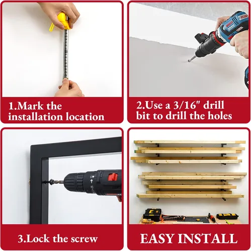 Miniatura 4 de MOOMSINE Estante de almacenamiento de madera montado en la pared, 6 niveles con capacidad para hasta 1200 libras, organizador de madera resistente