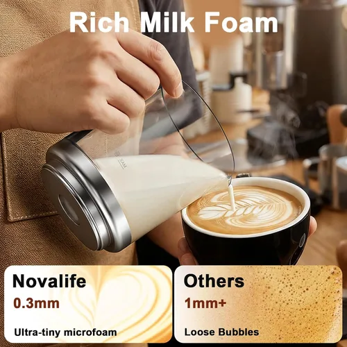 Miniatura 3 de Espumador de leche eléctrico 5 en 1, espumador de leche extraíble y vaporizador de un solo toque para espuma de leche caliente y fría