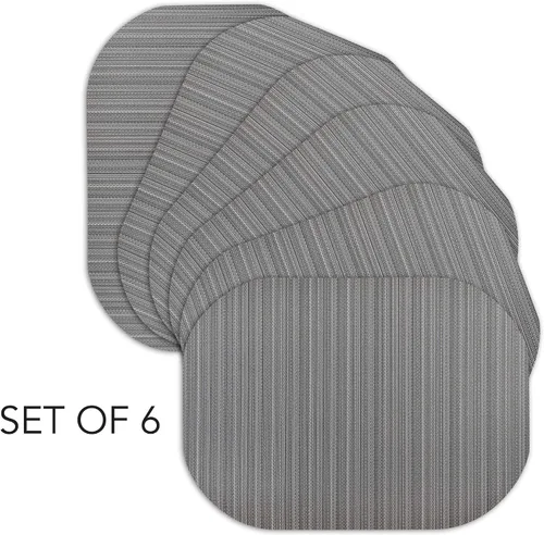Miniatura 2 de Andie Home - Manteles individuales ovalados para mesa de cocina y comedor, juego de 6 piezas, resistentes al calor y lavables a la superficie, gris