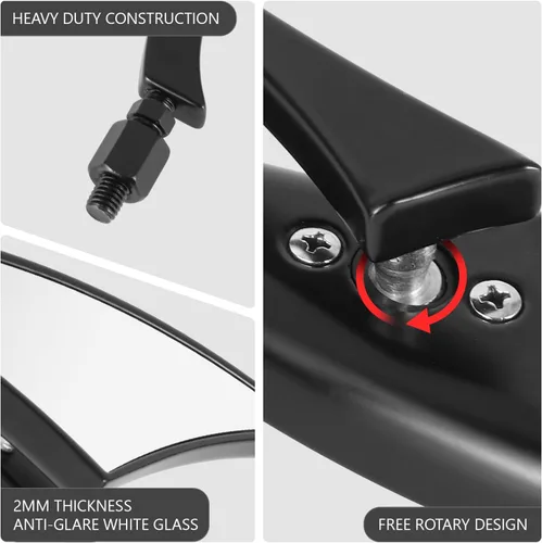 Miniatura 4 de DNA MOTORING Par de espejos retrovisores laterales para motocicleta, vidrio blanco, compatible con BMW Honda Suzuki Yamaha Kawasaki motocicleta