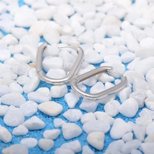 Miniatura 3 de 1 Inch Chunky Oval Hoop Huggie Earrings Sterling Silver Earrings for Women
