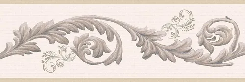 Miniatura 5 de Dundee Deco Papel tapiz para despegar y pegar DDAZBD9283 Damasco gris marrón vides rollos borde de pared diseño retro, 15 pies x 7 pulgadas