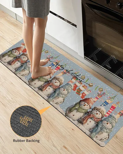 Miniatura 4 de Tapete de baño de muñeco de nieve de Navidad para bañera, antideslizante, de secado rápido y absorbente, tierra de diatomeas, fregadero, dormitorio