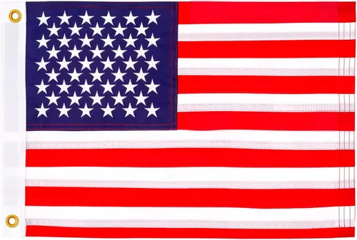Miniatura 12 de Bandera estadounidense de barco de 12 x 18 pulgadas, estrellas bordadas, rayas cosidas, banderas de barco con 2 ojales de latón, bandera de Estados