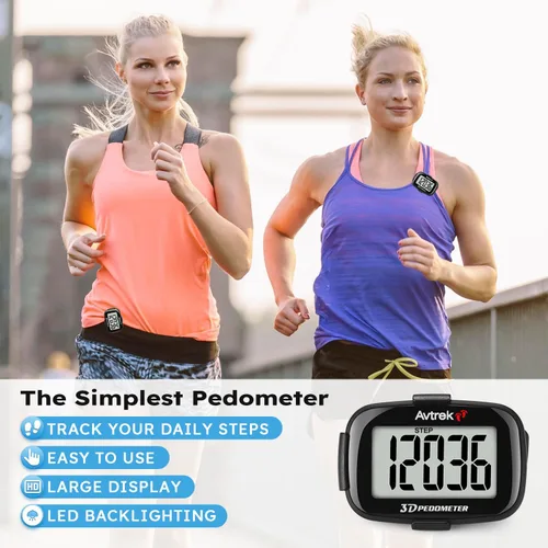 Miniatura 7 de AVTREK Contador de pasos 3D con clip con retroiluminación LED, podómetro de bolsillo para caminar actividades al aire libre, rastreador de fitness
