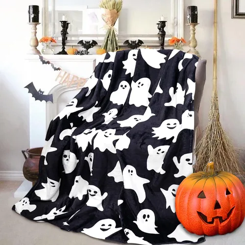Miniatura 2 de Metawu Manta de Halloween de fantasma, mantas para niños para mujeres, decoraciones de Halloween, mantas de franela para cama, sofá, manta de viaje