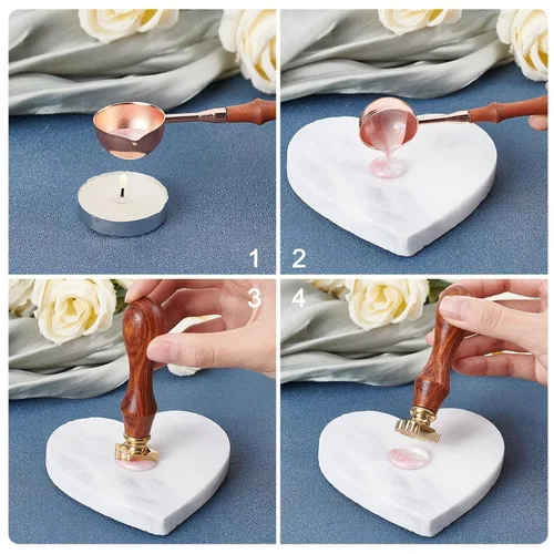 Miniatura 6 de CRASPIRE Sello de cera con diseño de oso vintage, sello de cera extraíble de latón con mango de madera para invitaciones de boda, sobre del día