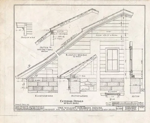 Historic Pictoric : Blueprint HABS NJ,2-TAPO.V,1- (Sheet 15 of 15) - William Holdrom House, Prospect & Rivervale Avenues, Old Tappan, Bergen County,