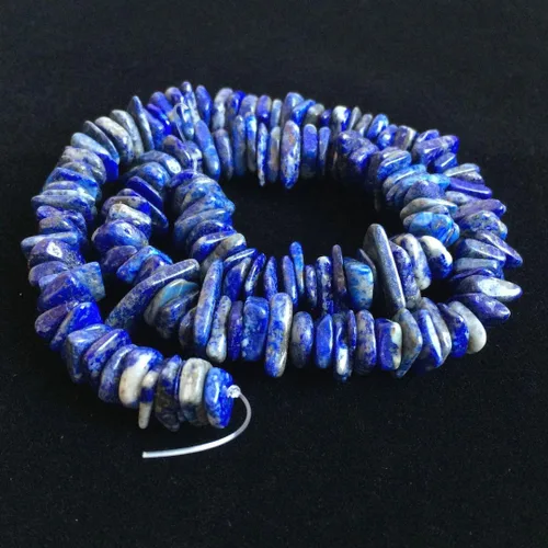 Miniatura 4 de Adabele GZ7-8 - Cuentas planas de chip de moneda plana de lapislázuli azul natural de 45 pulgadas, espaciador de piedra gema irregular