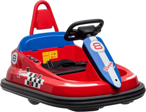 Aosom Coche de Choque para Niños Pequeños, Rotación 360° Coche Eléctrico de 6V para Niños con Bordes de Parachoques de EVA, Motor Doble, Canciones,