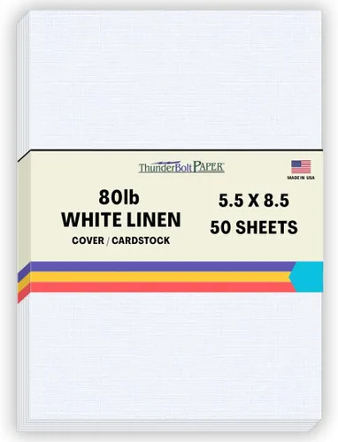 Miniatura 32 de 100 hojas de papel de cubierta de lino blanco brillante 80# – 4.5 x 6.5 pulgadas, invitación 1/2 pulgada más pequeña que 5 x 7 – peso de tarjeta