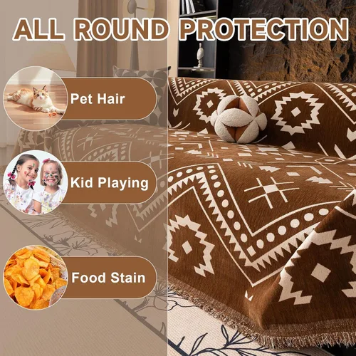 Miniatura 226 de VClife Fundas de sofá bohemio de felpilla para sofá seccional, fundas de sofá suaves y antideslizantes para sofá de 2 cojines, protector de muebles