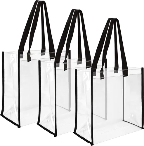 12 x 12 x 6 pulgadas, bolsas de plástico de PVC transparente con asas para trabajo, playa, almuerzo, deportes, conciertos