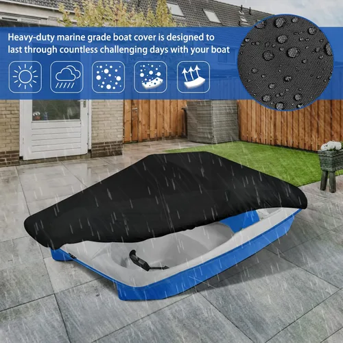 Miniatura 4 de iCOVER - Funda para bote de pedales, apta para botes de remo de 3 o 5 personas, funda impermeable resistente para remos, negra