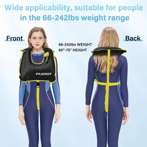 Miniatura 7 de Chaleco de esnórquel, chaleco de natación inflable portátil para adultos, para kayak, flotabilidad, buceo, surf, chaleco de esnórquel, chaqueta