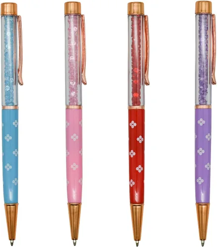 Miniatura 9 de 12 bolígrafos de diamantes de cristal floral, bonitos bolígrafos retráctiles con diamantes de imitación brillantes para escuela, oficina, boda