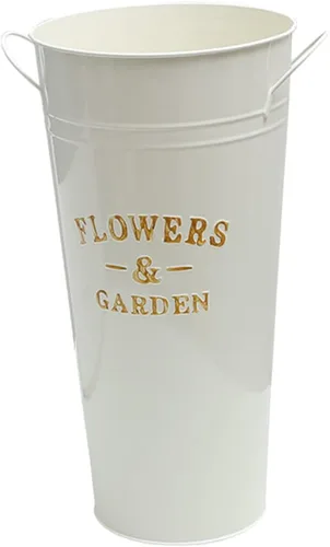 Cubo retro de la flor del hierro de la manija pequeña florero de los 15.7 in de altura para la exhibición de la planta de la