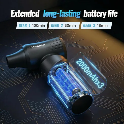 Miniatura 4 de Plumero de aire comprimido: plumero de aire inalámbrico súper potente de 300,000 RPM, motor sin escobillas recargable, ajustable de 3 velocidades