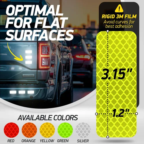 Miniatura 2 de Adhesivos reflectantes de cinta de seguridad Grado de diamante 3M Amarillo-Verde 1.2 pulgadas x 3.15 pulgadas Paquete de 20 Cinta