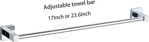 Miniatura 3 de Juego de accesorios de baño cromados de 4 piezas, juego de accesorios de baño de acero inoxidable montado en la pared, barra de toalla de mano