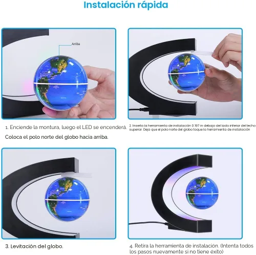 Miniatura 6 de MOKOQI - Globo levitante magnético con luz LED, regalo tecnológico genial para hombres, padres, niños y niñas, regalos de cumpleaños para niños, Azul