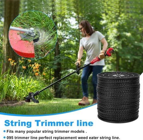 Miniatura 4 de RO6G Cuerda de 5 libras, línea de recortadora de hilo comercial Twist, cuerda Wacker para recortadora de malezas Echo Black Diamond/String Trimmer