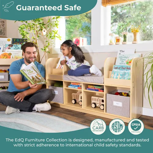 Miniatura 3 de Guidecraft EdQ - Rincón de lectura - Natural: estantería multiusos de madera y organizador de juguetes; muebles de madera contrachapada de abedul