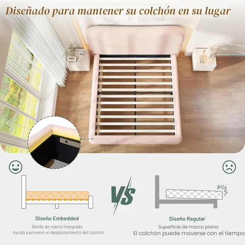Miniatura 9 de Jocisland Base de cama de nube de tamaño Queen, cabecera curvada de 7.1 pulgadas de grosor, esquinas redondeadas suaves, diseño seguro para niños