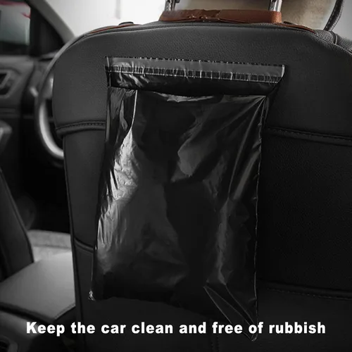 Miniatura 6 de Bolsas de basura desechables para automóvil, paquete de 100 unidades, bolsas de vómito, bolsas de limpieza autoadhesivas portátiles, fáciles