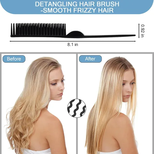 Miniatura 3 de SIMPOR Peine de pelo de 3 filas para desenredar natural, cepillo de peinado de pelo, cerdas de nailon, destrenzar, peine de cola de rata