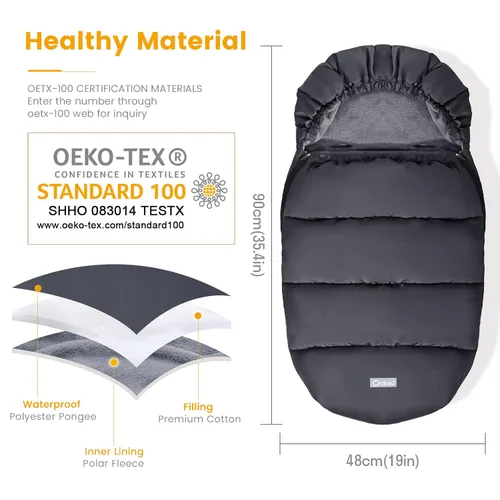 Miniatura 5 de Orzbow Saco universal para cochecito, bolsa de invierno para cochecito de bebé, saco de dormir cálido de forro polar coral para clima frío, Negro