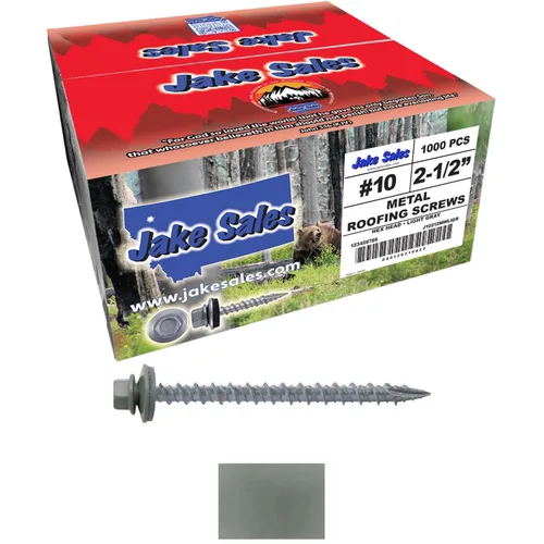 Miniatura 35 de 10 tornillos para techos de metal gris ABC de 2-1/2 pulgadas, cabezal de arandela hexagonal, arranque automático/roscado, arandela EPDM. 1 bolsa
