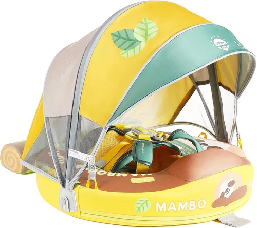 Miniatura 11 de Flotadores para bebé para piscina con dosel toldo de protección solar extraíble Mambobaby Float No Inflable Mejora Añadir cola Evitar Voltear Verde